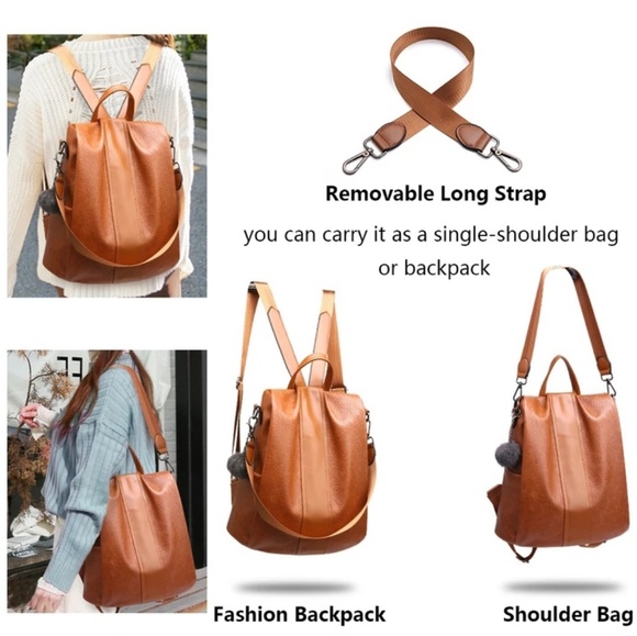 NEW MONZA Leather Backpack Shoulder Bag - Picture 6 of 8